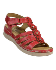 Sandalia Mujer Casual Cuña Rojo Flex Mas 13604202