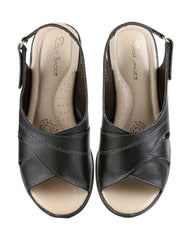 Sandalia Mujer Casual Cuña Negro Piel Cruz Shoes 12604000
