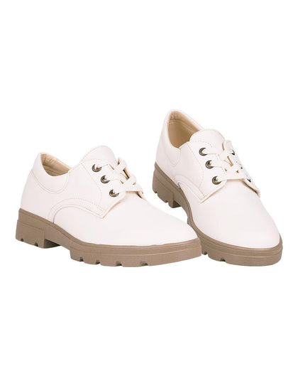 Zapato Mujer Oxford Casual Tacón Crema Stfashion 04804111