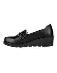 Zapato Mujer Mocasin Vestir Cuña Negro Furor 19404120