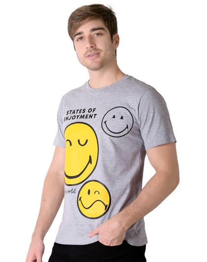 Playera Hombre Moda Camiseta Gris Smiley 58205022
