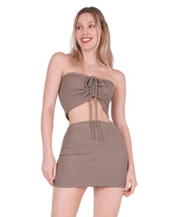 Conjunto Falda Y Top Mujer Casual Café Stfashion 79305406