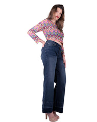 Jeans Mujer Moda Acampanado Azul Oggi 59105226