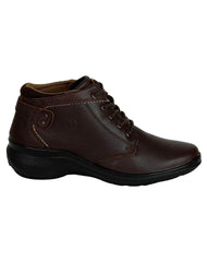 Botin Mujer Casual Cuña Café Piel Verdetabaco 02202900