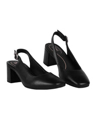 Zapatilla Mujer Tacon Negro Piel Flexi 02504232