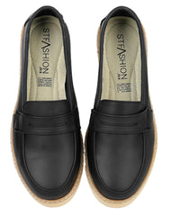 Zapato Mujer Mocasín Negro Piel Stfashion 03003701