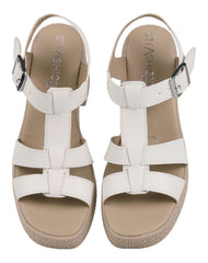 Sandalia Mujer Casual Tacon Crema Stfashion 16804202