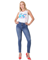 Jeans Moda Skinny Mujer Azul Fergino 52904623