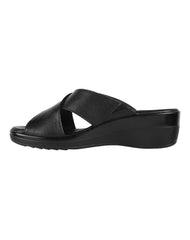Sandalia Mujer Casual Cuña Negro Piel Flexi 02504207