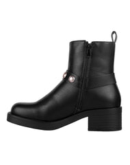 Botin Mujer Casual Tacon Negro Capa De Ozono 06004104