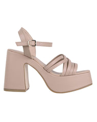 Sandalia Mujer Casual Tacón Beige Stfashion 16704200