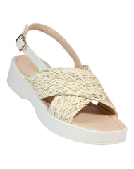 Sandalia Mujer Casual Tacon Crema Stfashion 12304202