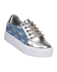 Tenis Niña Casual Plataforma Plata Kassandra 11604105