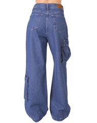 Jeans Mujer Moda Cargo Azul Oggi 59105448