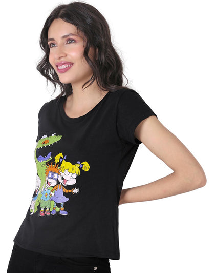 Playera Moda Camiseta Mujer Negro Nickelodeon 58204813