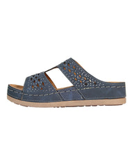 Sandalia Mujer Casual Cuña Azul Flex Mas 13604201