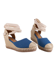 Sandalia Mujer Casual Cuña Azul Stfashion 23504202