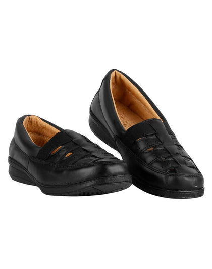 Zapato Confort Piso Mujer Negro Piel Calzado Amparo 05304000