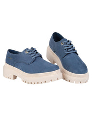 Zapato Mujer Oxford Casual Tacón Azul Clasben 06903755