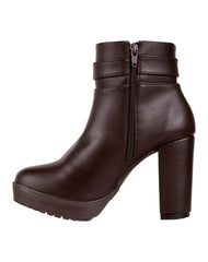 Botin Mujer Casual Tacon Café Capa De Ozono 06004125