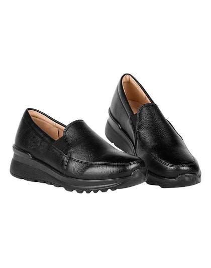 Zapato Mujer Mocasin Vestir Piso Negro Furor 19404121