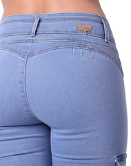 Jeans Mujer Moda Cargo Azul Evolution 71805207