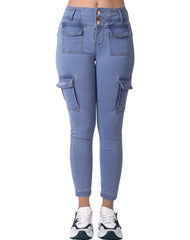 Jeans Mujer Moda Cargo Azul Evolution 71805207