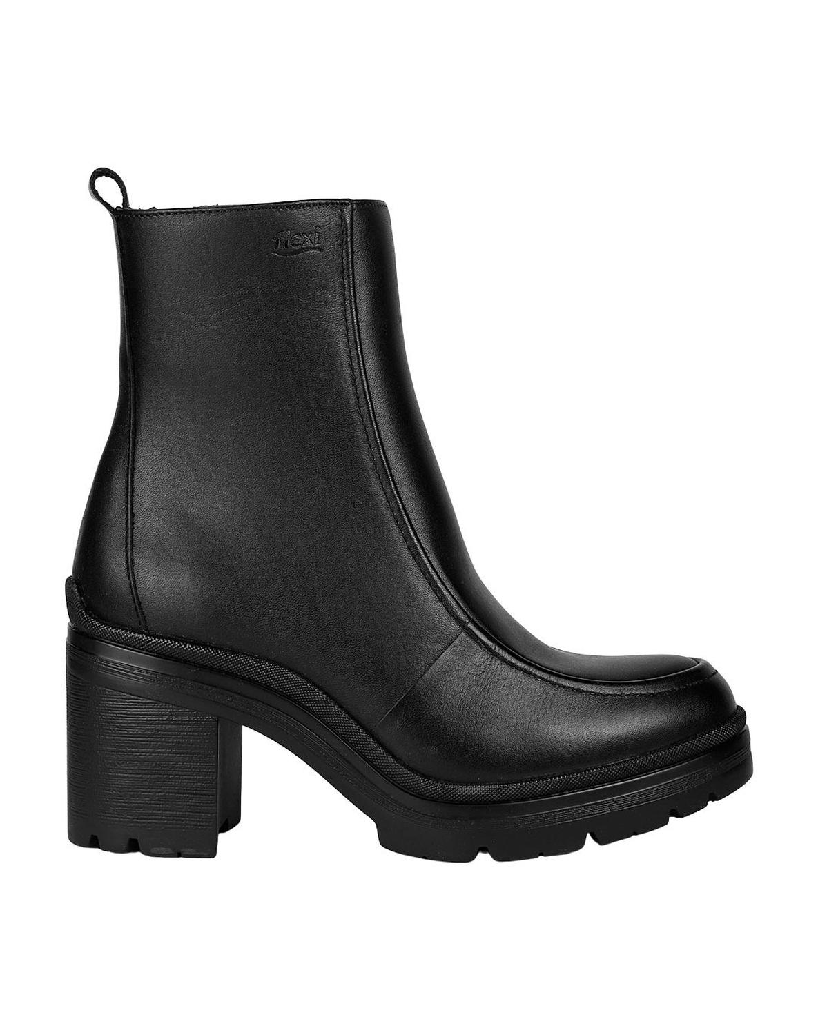 Botin Mujer Casual Tacon Negro Piel Flexi 02504065