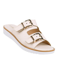 Sandalia Mujer Casual Piso Crema Stfashion 06204201