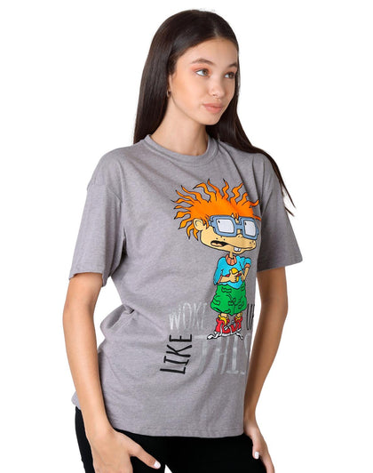 Playera Mujer Moda Camiseta Gris Nickelodeon 58205002