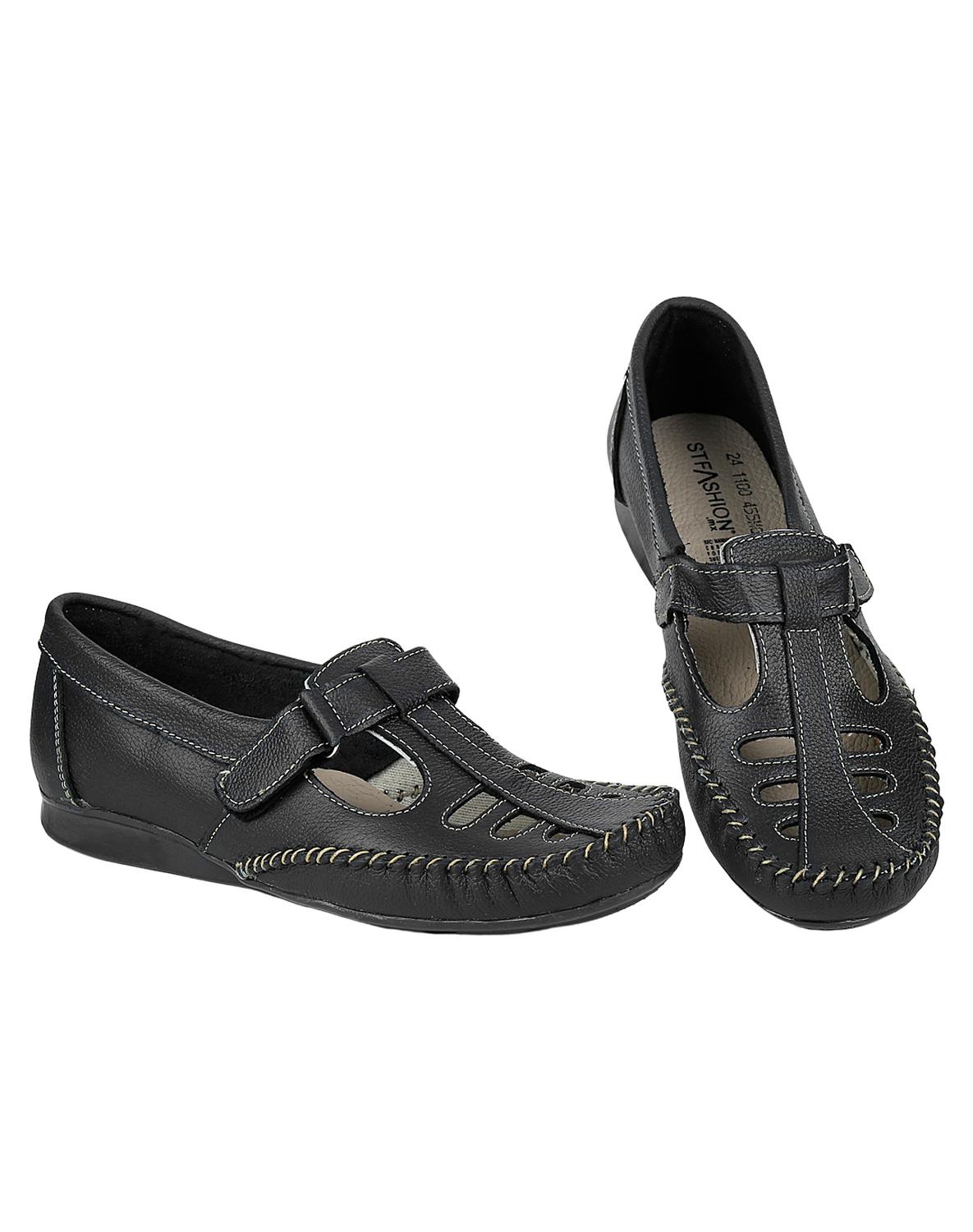 Zapato Confort Piso Mujer Negro Piel Hannia 08503700