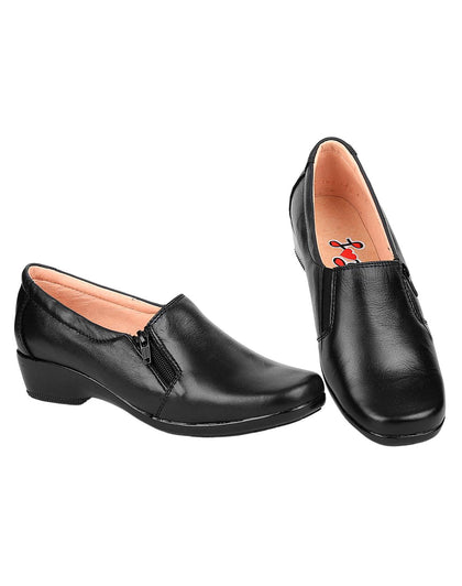 Zapato Confort Cuña Mujer Negro Piel Stfashion 20203700