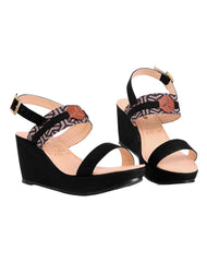 Sandalia Mujer Casual Cuña Negro Stfashion 18304200