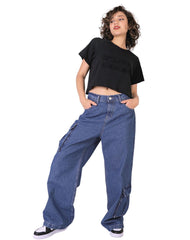 Jeans Mujer Moda Cargo Azul Oggi 59105448
