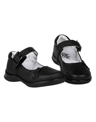 Zapato Niña Escolar Negro Piel Chicle Fresa 18804101