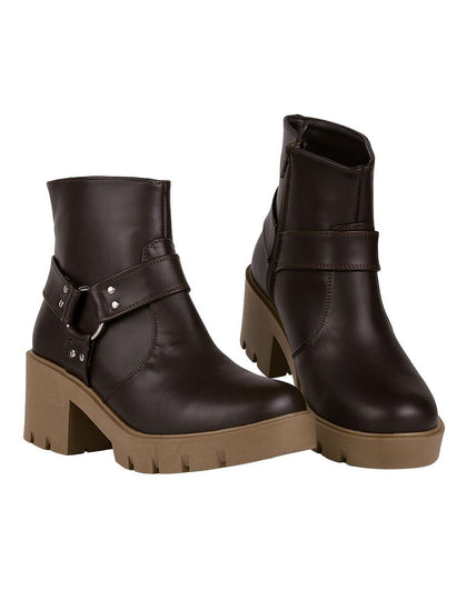 Botin Mujer Casual Tacon Café Stfashion 12304106