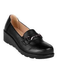 Zapato Mujer Mocasin Vestir Cuña Negro Furor 19404120