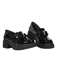 Zapato Mujer Mocasin Vestir Tacon Negro Stfashion 00304201