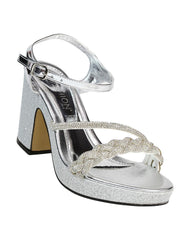 Sandalia Mujer Formal Tacon Plata Stfashion 04204104