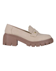 Zapato Mujer Mocasin Casual Tacon Beige Stfashion 06204106