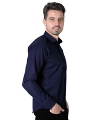 Camisa Casual Slim Hombre Azul Stfashion 50504239