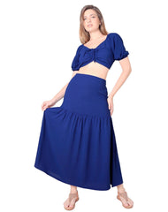 Conjunto Blusa y Falda Mujer Casual Azul Stfashion 52405006