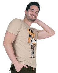 Playera Hombre Moda Camiseta Beige Aditivo 55205240