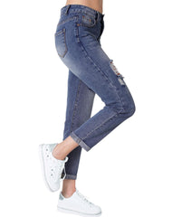 Jeans Mujer Moda Recto Azul Capricho 76804803