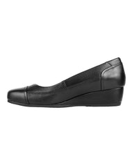 Zapato Mujer Mocasin Vestir Cuña Negro Piel Flexi 02504157