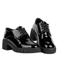Zapato Mujer Oxford Casual Tacón Negro Stfashion 20303800