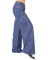 Jeans Mujer Moda Cargo Azul Oggi 59105448