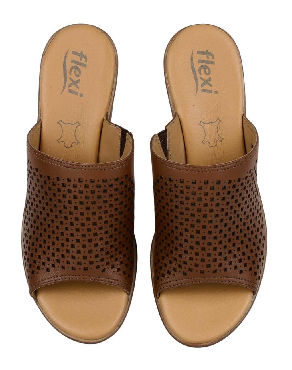 Sandalia Mujer Formal Tacon Café Piel Flexi 02504010