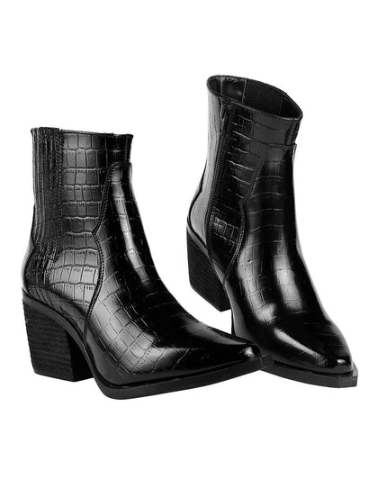 Botin Mujer Casual Tacon Negro Capa De Ozono 06004127