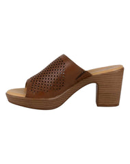 Sandalia Mujer Formal Tacon Café Piel Flexi 02504010